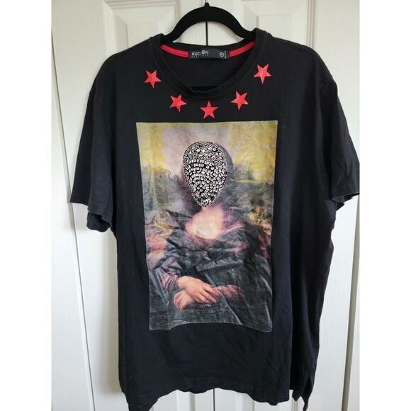 Hudson Outerwear Men’s Black T- Shirt 3X Mona Lisa Beaded Bling RUNS SMALL - Picture 1 of 5